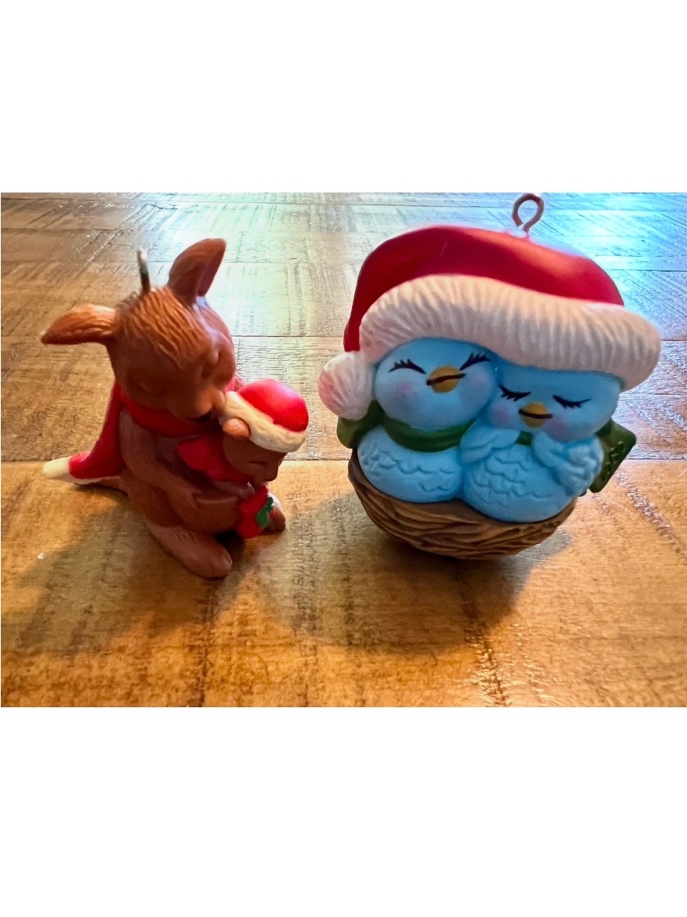 Vintage 1982 Avon Collectible Nestled Blue Birds & 1983 Hoppy Holidays Ornaments